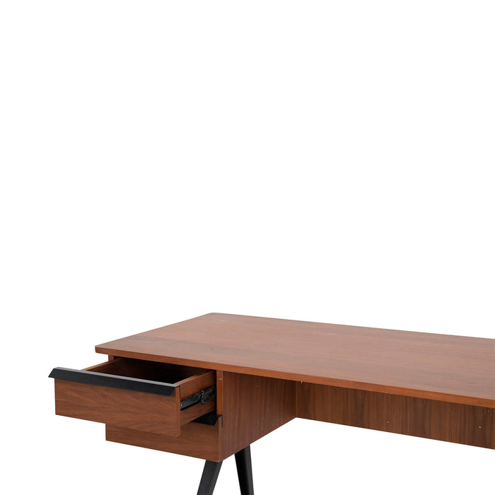Valnød skrivebord med 2 skuffer - Dijon - 140 cm