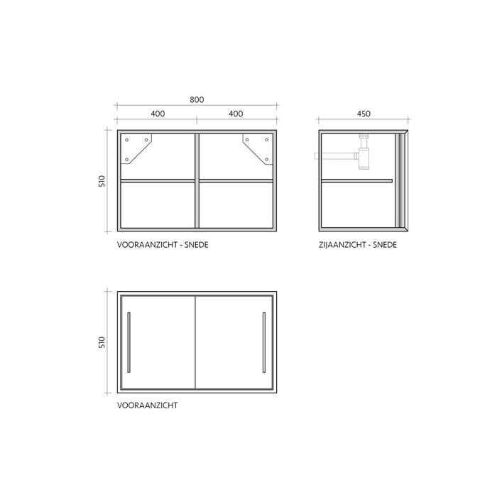 Mueble de baño minimalista - Ratán negro - Nestor - 80 cm