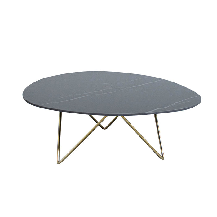 Table Basse en Céramique - Richard - Céramique Noire - Or