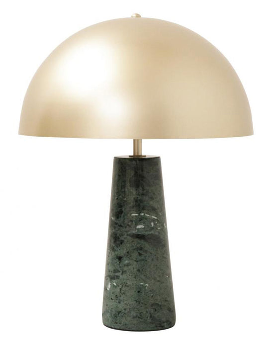 Lampe à poser Merit - Abat-jour Laiton - Base Marbre Vert - Ø40/H55cm