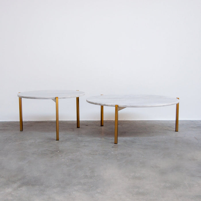 Table Basse en Marbre - Leonard - Marbre Blanc - Ø58cm