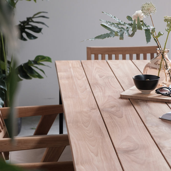 Rectangular garden table in teak wood - Black Frame