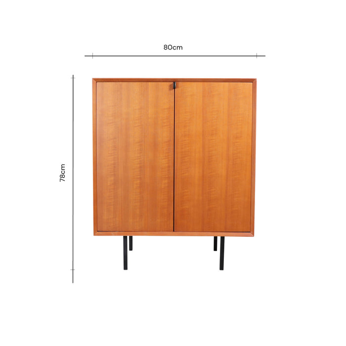 Cabinet de Bar Retro - Teck (80cm) - Pieds Noirs Droits