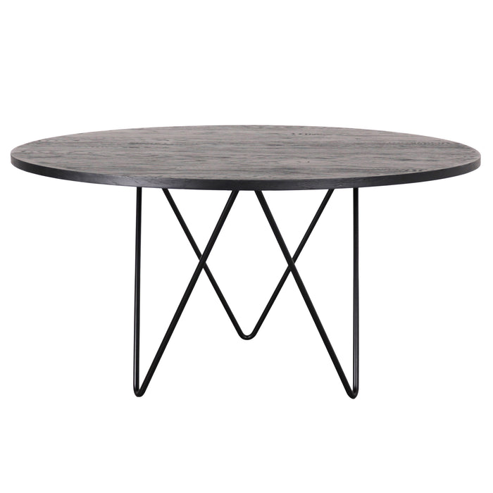 Mesa de comedor redonda con tapa de madera - Negro - Ø150cm