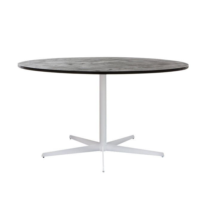 Rundt spisebord med træplade - Sort - Ø125cm