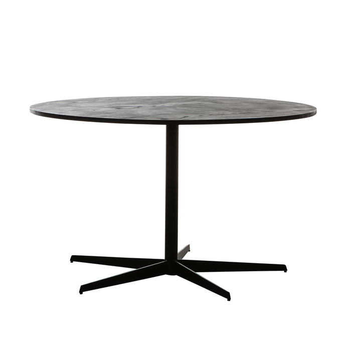 Rundt spisebord med træplade - Sort - Ø125cm