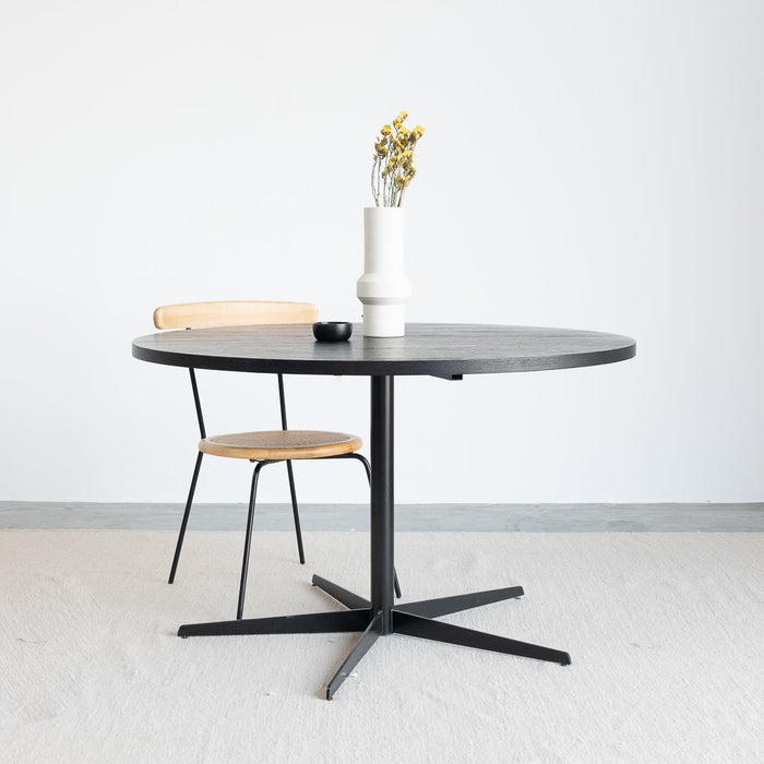 Table à manger ronde avec plateau en bois - Noir - Ø125cm