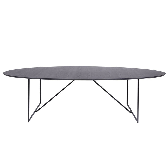 Ovale Eettafel Zwart Hout 300cm